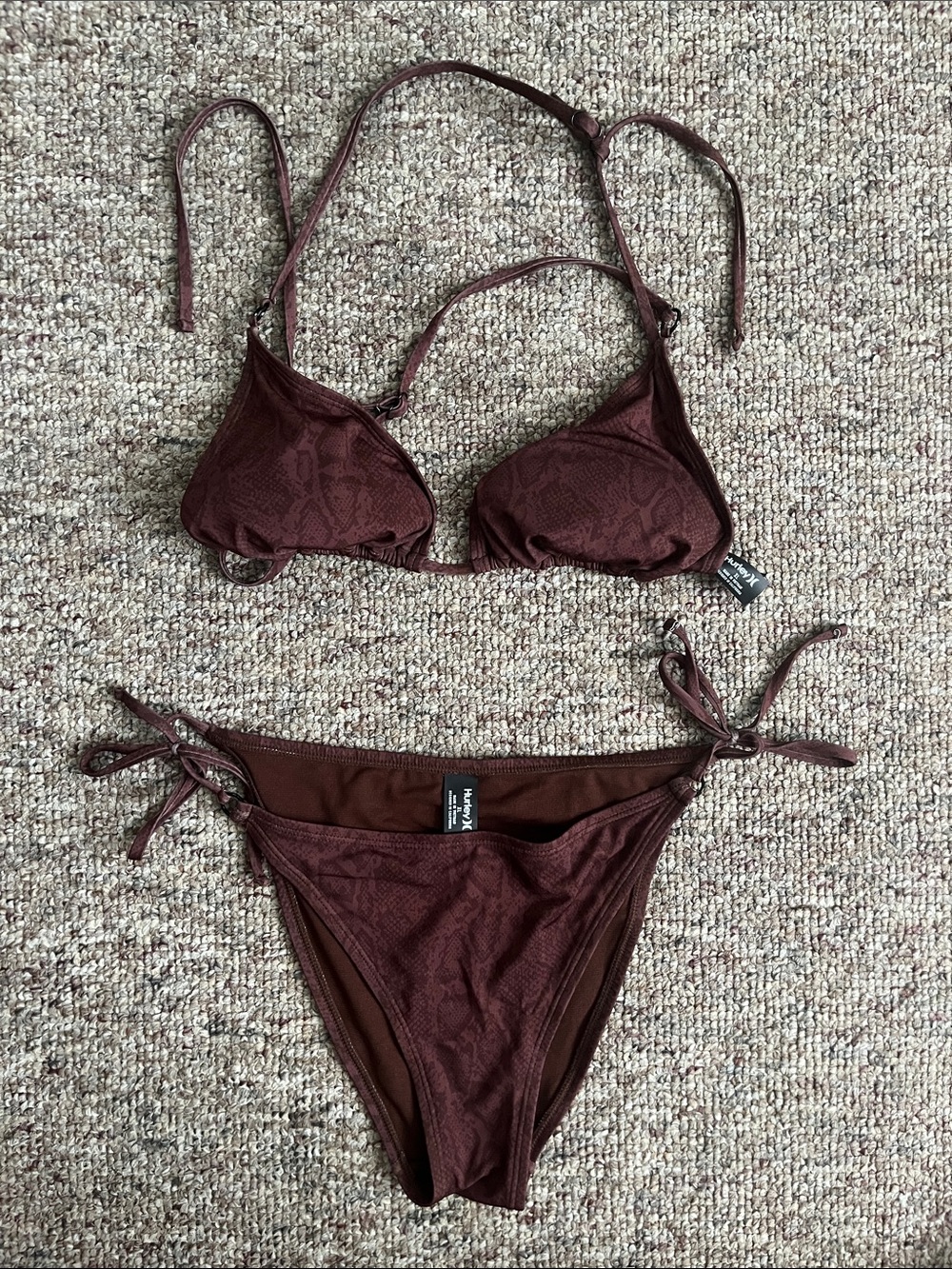 Hurley Women's Brown Tie-Side Bikini Set